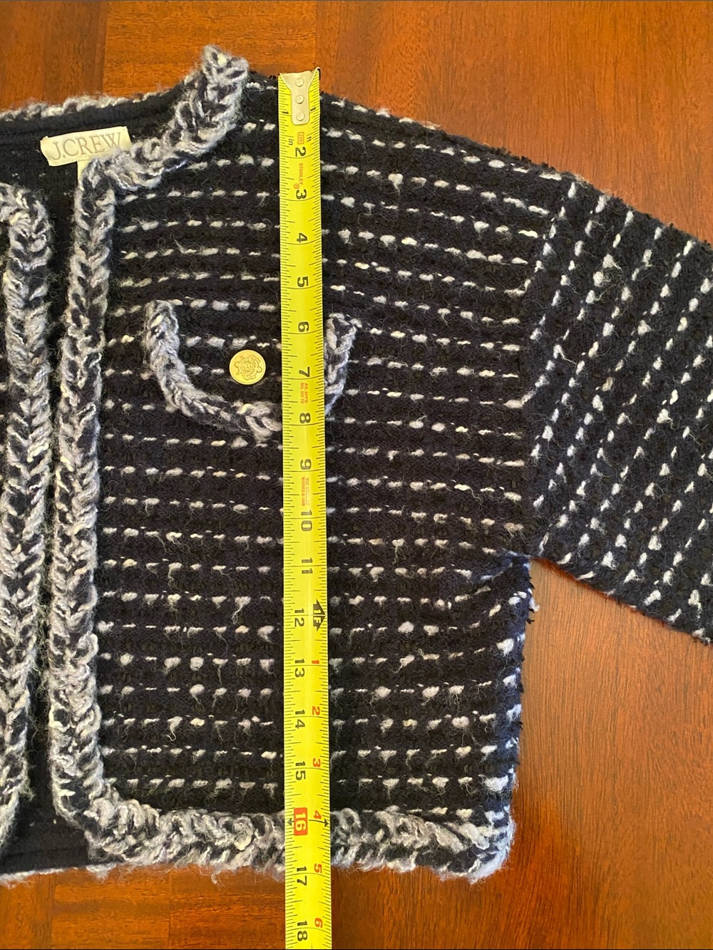 J. Crew Cropped Lady Jacket in Navy Marled Yarn Size S - Picture 14 of 16